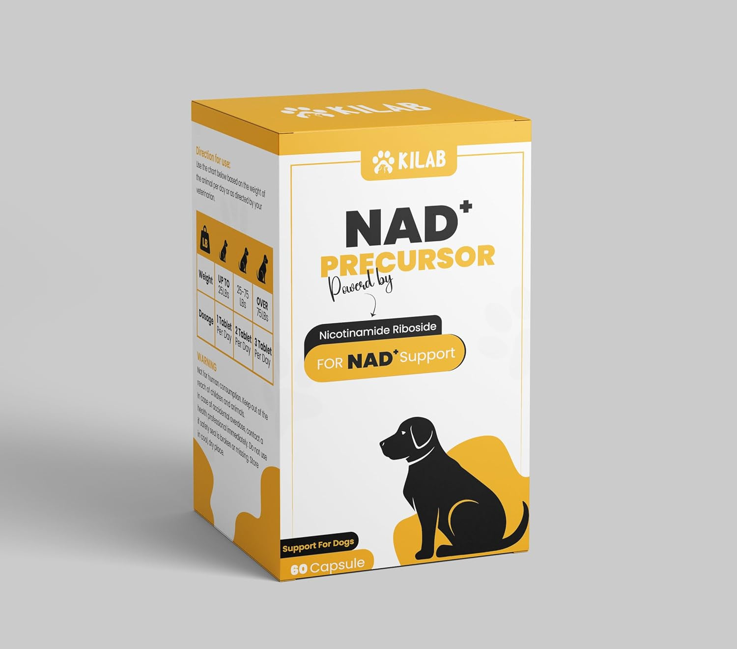 NAD+ Precursor Supplement for Dogs - Supports Healthy Aging & Skeletal Muscle Support & Recovery - Brain, Heart, & Cellular Energy Support - Nicotinamide Riboside Chloride - 60 Capsules
