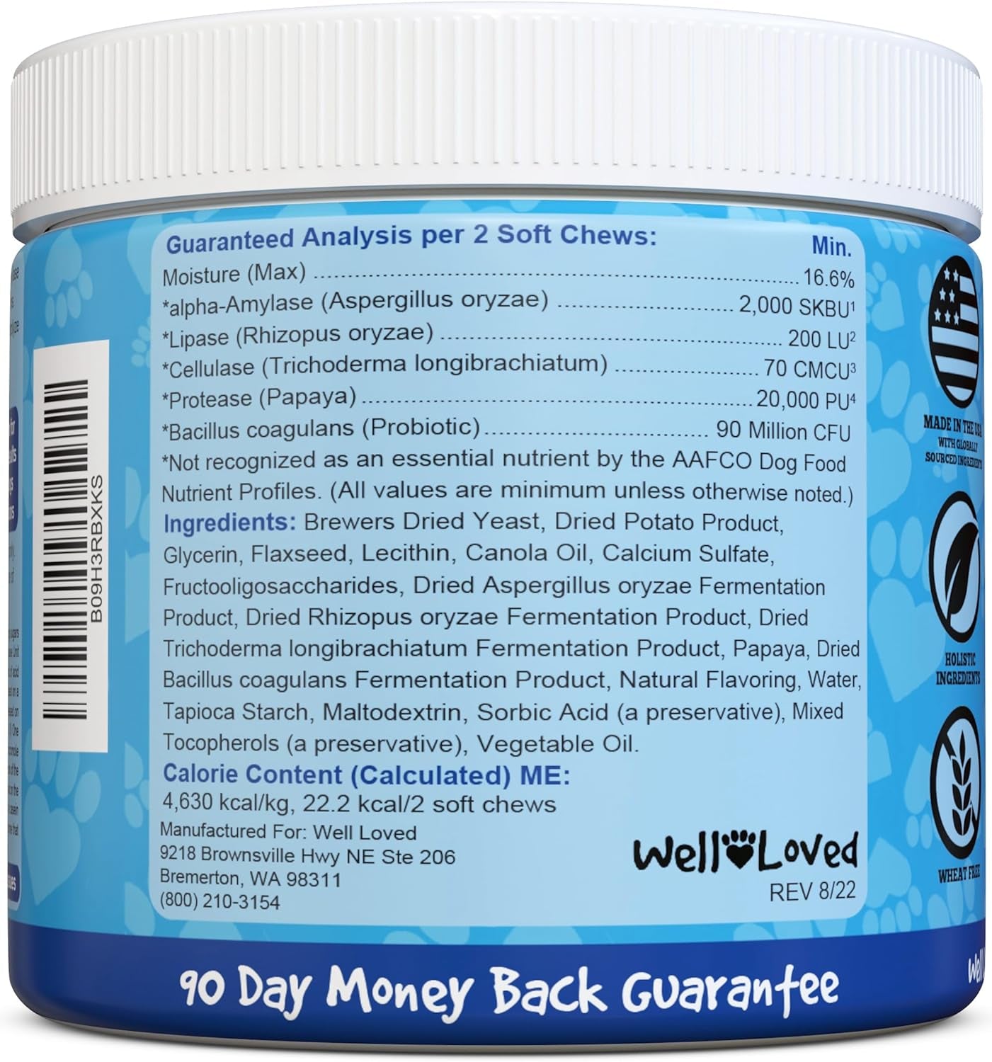 Probiotics for Dogs, Dog Probiotics, Made in USA, Vet Developed for Gut Health, Yeast Balance, Itchy Skin, Diarrhea & Gas Relief, Chews with Prebiotic & Digestive Enzymes, Digestive Support