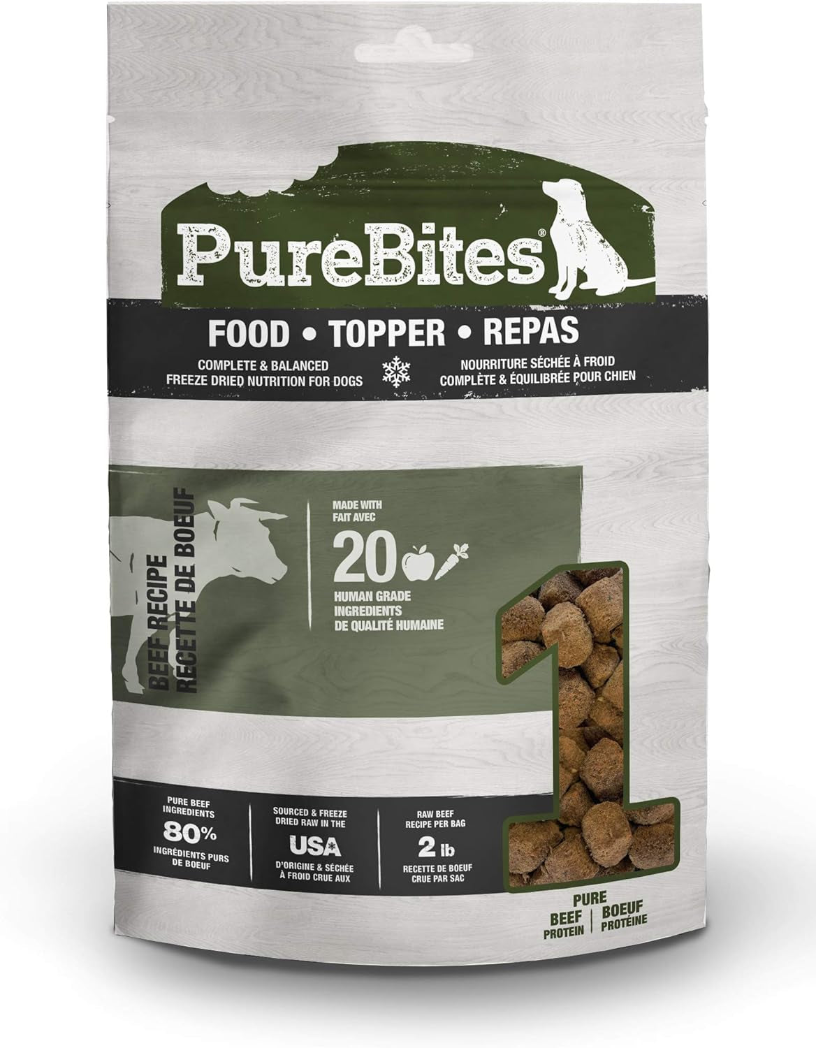 Beef Freeze Dried Dog Food • Topper, 20 Ingredients, Made in USA, 10Oz