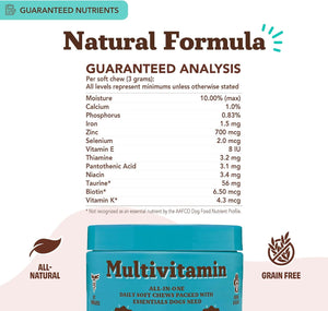 Multivitamin Chews (180 Pcs) Dog Vitamins & Supplements, Peanut Butter & Bacon Flavor, Dogs, Supports Immune System, Antioxidant, Vitaminas Para Perros, Multi Dog Families