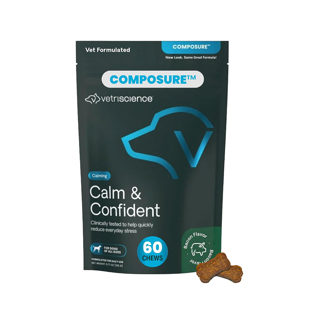 Calm & Confident Chews – Clinically Tested Calming & Anxiety Supplement for Dogs, 120 Count (Bacon Flavor)