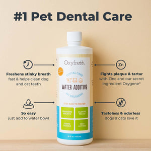 Premium Pet Dental Care Solution Pet Water Additive: Best Way to Eliminate Bad Dog Breath and Cat Bad Breath - Fights Tartar & Plaque - so Easy, Just Add to Water! Vet Recommended 16 Oz.