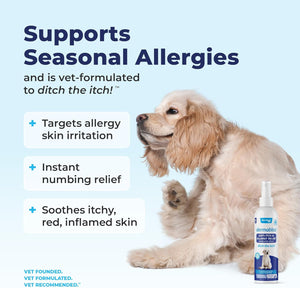 Dermabliss anti Itch Spray for Dogs & Cats with Hydrocortisone for Allergies and Immediate Dog Itching Skin Relief - Fragrance Free with Soothing Oat Extract (8Oz)