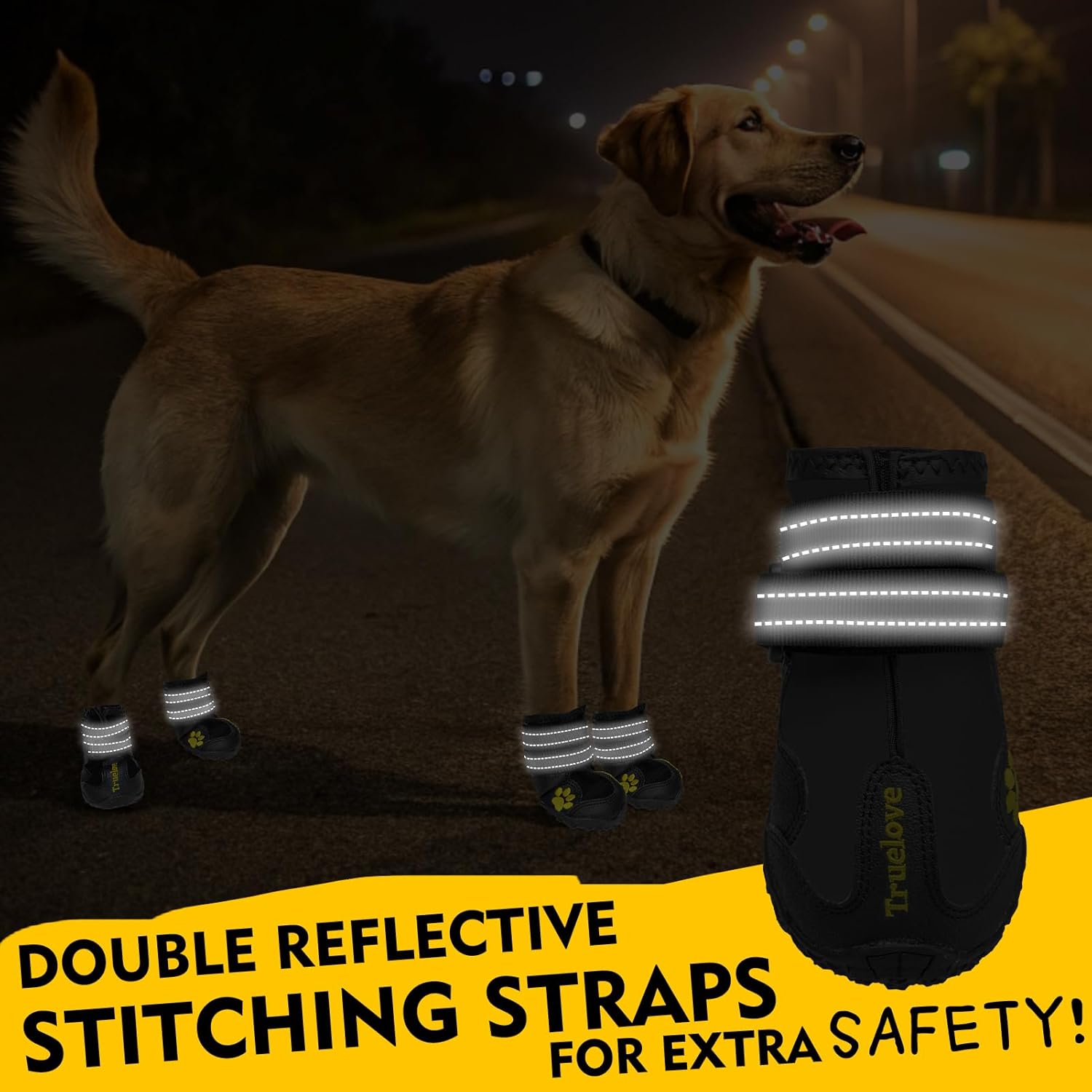 Dog Shoes for Large Dogs, Dog Shoes for Hot Pavement, Hiking Walking, Anti-Slip Rugged Sole,Waterproof Dog Booties for Outdoor Rain Days, All Weather Dog Boots & Paw Protectors (Black)