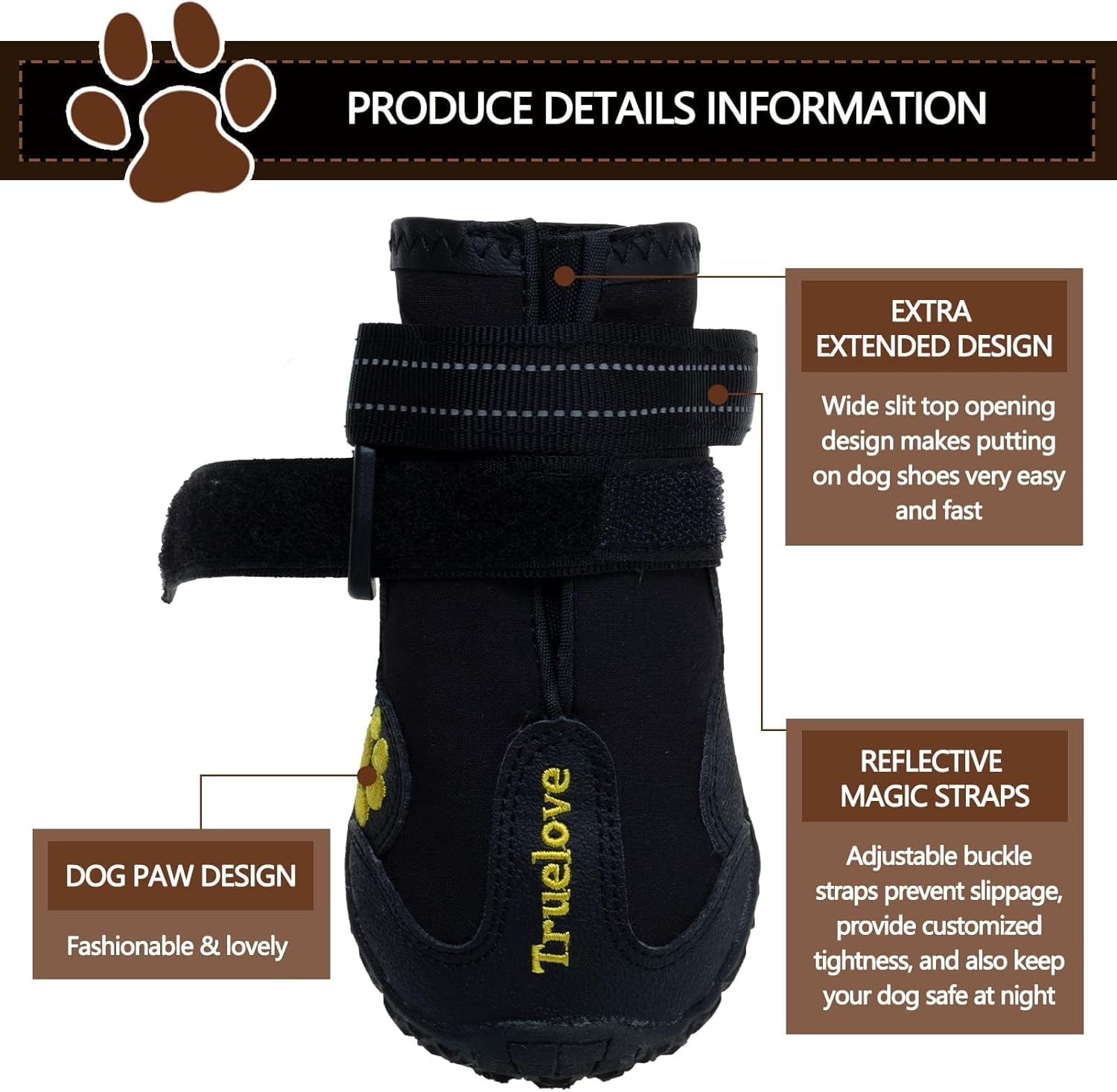 Dog Shoes for Large Dogs, Dog Shoes for Hot Pavement, Hiking Walking, Anti-Slip Rugged Sole,Waterproof Dog Booties for Outdoor Rain Days, All Weather Dog Boots & Paw Protectors (Black)
