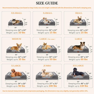 Waterproof Orthopedic Foam Dog Beds for Extra Large Dogs Durable Dog Sofa the Pet Bed Washable Removable Cover with Zipper and Non-Slip Bottom Bolster