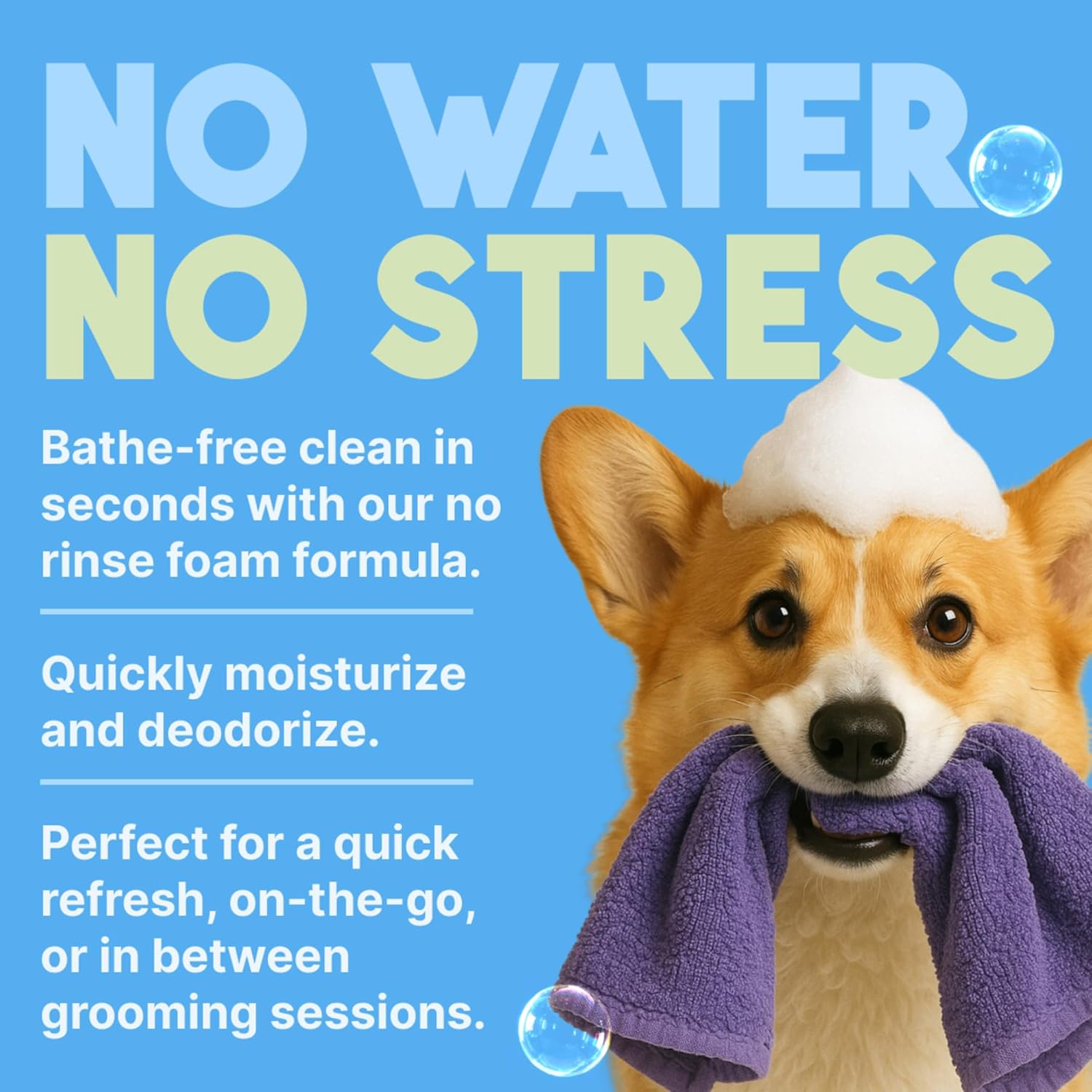 Hypoallergenic Waterless Dog Shampoo | Dry Shampoo for Allergies & Sensitive Skin | Safe for Cats | Puppies & Kittens | No Rinse | 7.4Oz