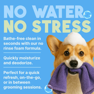 Hypoallergenic Waterless Dog Shampoo | Dry Shampoo for Allergies & Sensitive Skin | Safe for Cats | Puppies & Kittens | No Rinse | 7.4Oz