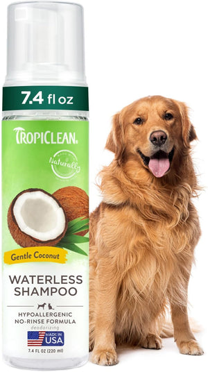 Hypoallergenic Waterless Dog Shampoo | Dry Shampoo for Allergies & Sensitive Skin | Safe for Cats | Puppies & Kittens | No Rinse | 7.4Oz