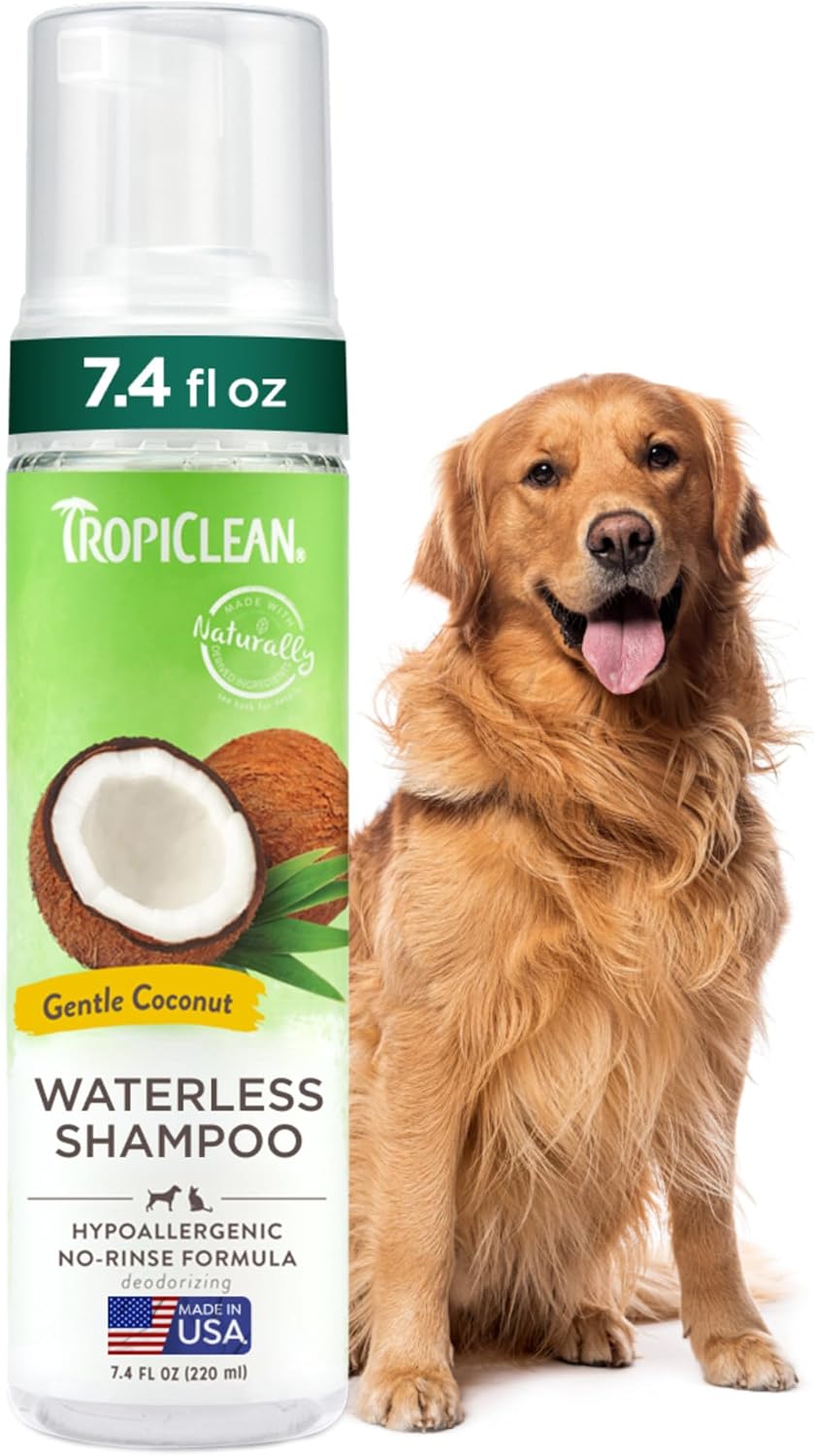 Hypoallergenic Waterless Dog Shampoo | Dry Shampoo for Allergies & Sensitive Skin | Safe for Cats | Puppies & Kittens | No Rinse | 7.4Oz