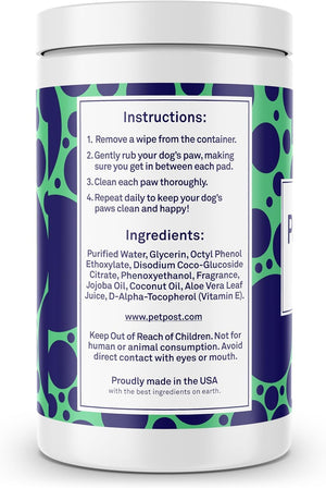 Paw Wipes for Dogs | 70 Count Dog Paw Cleaner Wipes with Coconut Oil, Jojoba Oil & Aloe | Gentle Pet Wipes for Paws | Large Ultra Soft Cotton Pads, Cherry Blossom Scent