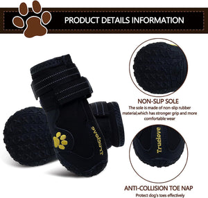 Dog Shoes for Large Dogs, Dog Shoes for Hot Pavement, Hiking Walking, Anti-Slip Rugged Sole,Waterproof Dog Booties for Outdoor Rain Days, All Weather Dog Boots & Paw Protectors (Black)