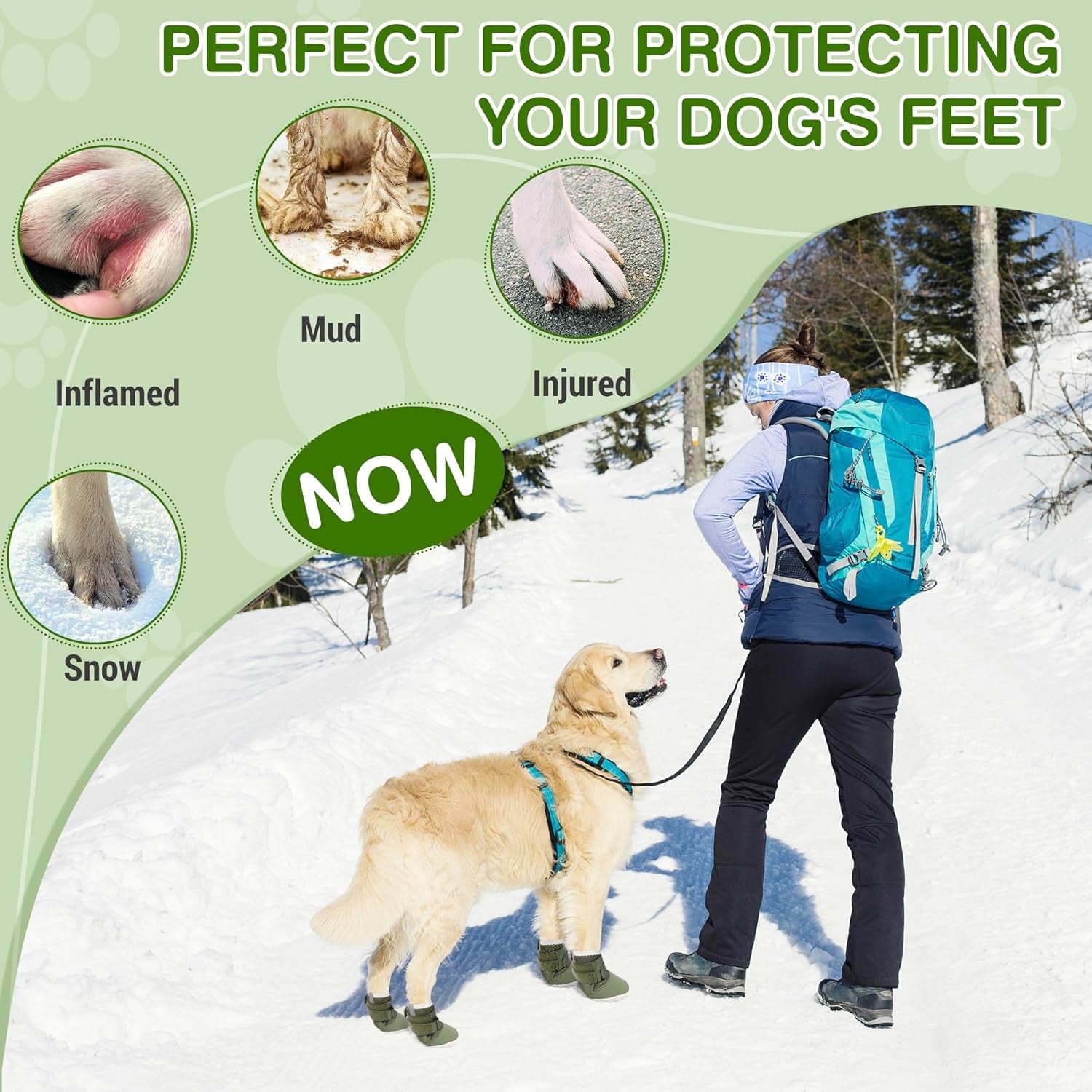 Dog Shoes for Large Dogs Xxl,Mesh Breathable Dog Boots & Paw Protectors for Hot Pavement Summer Winter Snow, 360°Anti-Slip Dog Booties for Hiking/Walking,Military Green 4Pcs(Size 9)