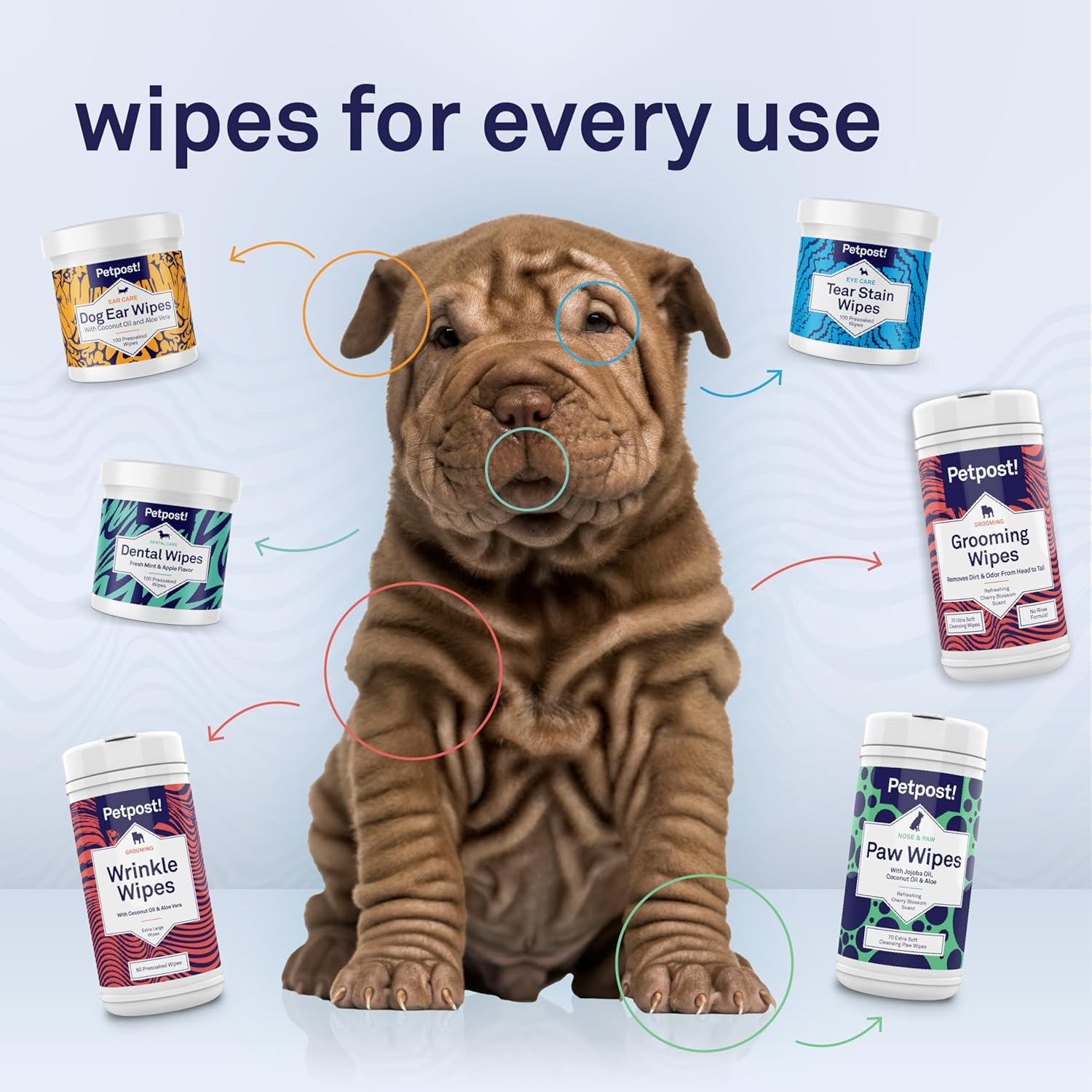 Paw Wipes for Dogs | 70 Count Dog Paw Cleaner Wipes with Coconut Oil, Jojoba Oil & Aloe | Gentle Pet Wipes for Paws | Large Ultra Soft Cotton Pads, Cherry Blossom Scent