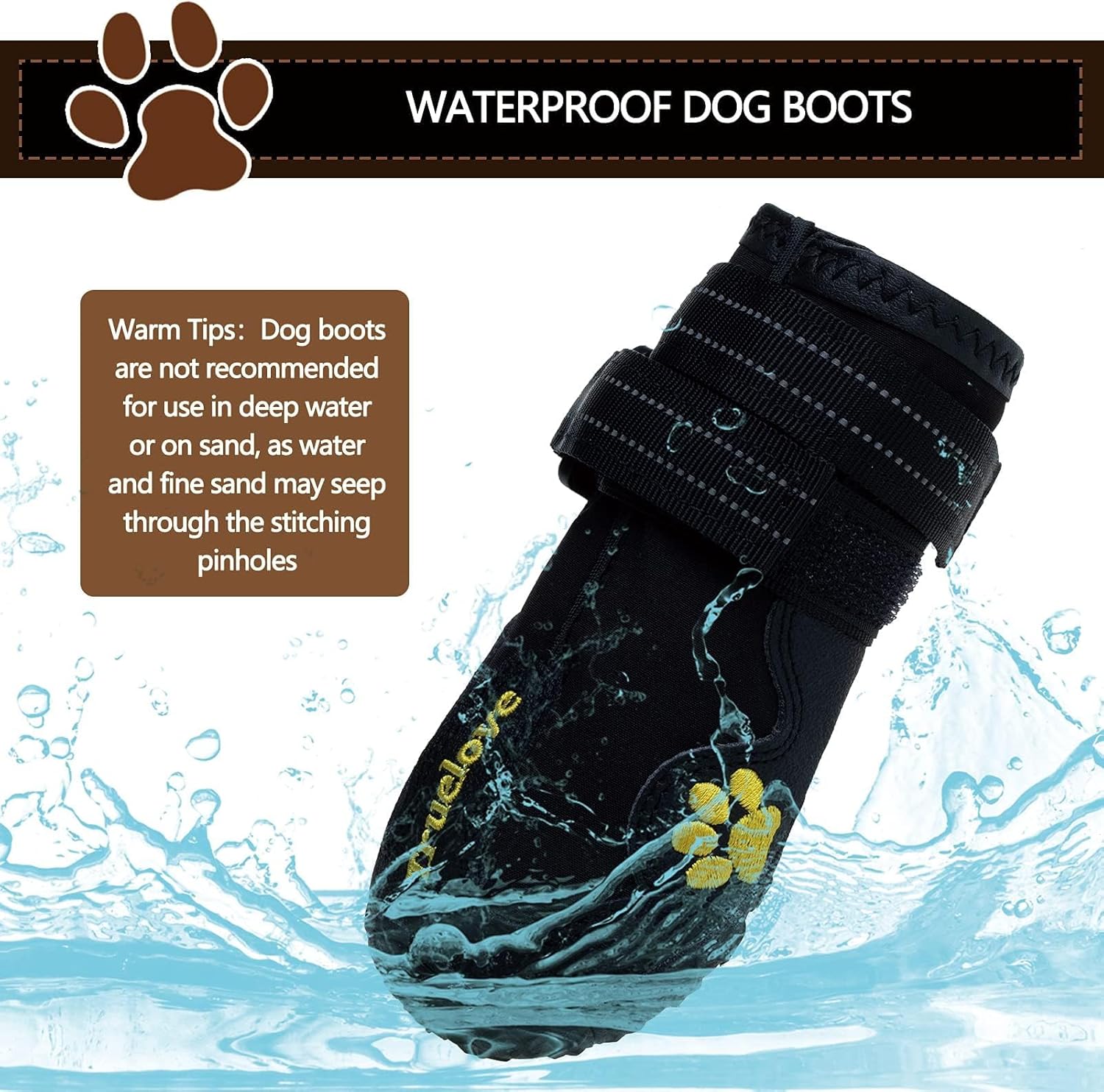 Dog Shoes for Large Dogs, Dog Shoes for Hot Pavement, Hiking Walking, Anti-Slip Rugged Sole,Waterproof Dog Booties for Outdoor Rain Days, All Weather Dog Boots & Paw Protectors (Black)