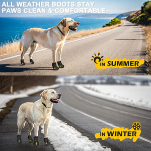 Dog Shoes for Large Dogs, Dog Shoes for Hot Pavement, Hiking Walking, Anti-Slip Rugged Sole,Waterproof Dog Booties for Outdoor Rain Days, All Weather Dog Boots & Paw Protectors (Black)