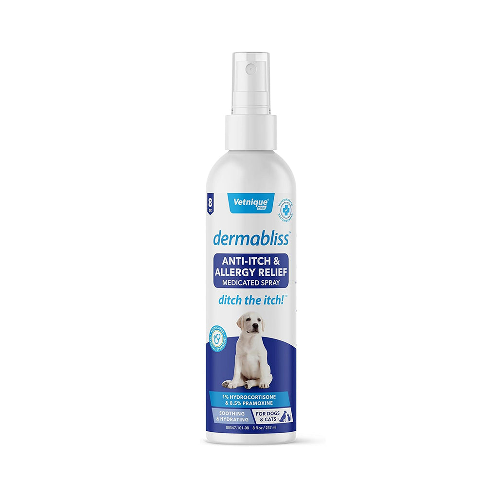 Dermabliss Anti-Itch Spray for Dogs & Cats with Hydrocortisone – Allergy and Itching Relief, Fragrance-Free with Oat Extract (8oz)