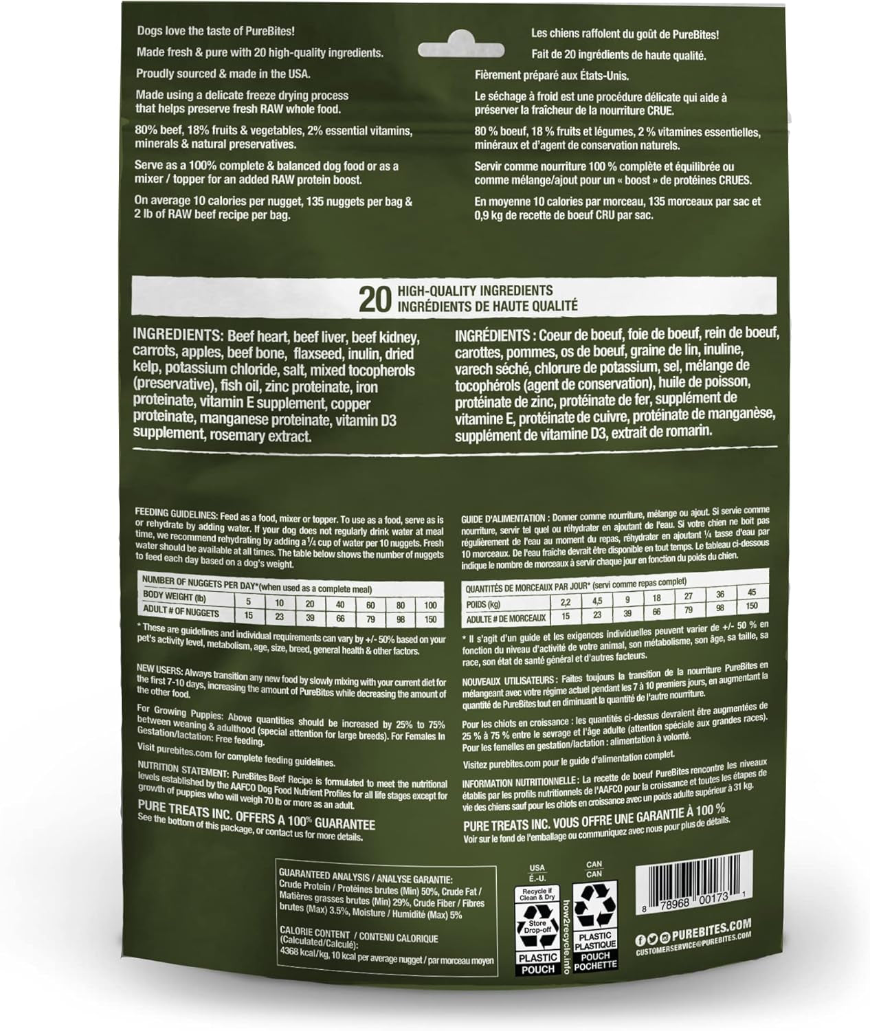 Beef Freeze Dried Dog Food • Topper, 20 Ingredients, Made in USA, 10Oz
