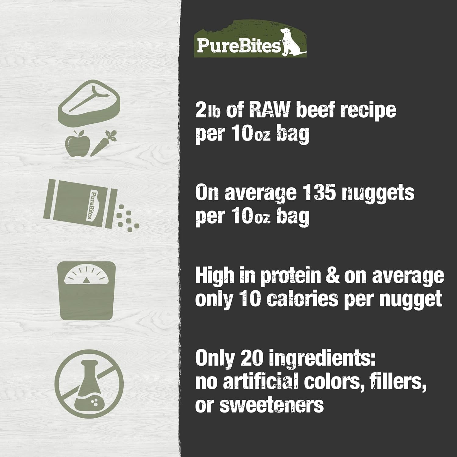 Beef Freeze Dried Dog Food • Topper, 20 Ingredients, Made in USA, 10Oz